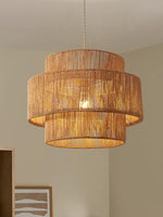 Load image into Gallery viewer, Rustic Japanese Wabi-Sabi Style Hemp Rope Rattan Drum Shape Zen Pendant Light