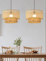 Load image into Gallery viewer, Rustic Japanese Wabi-Sabi Style Hemp Rope Rattan Drum Shape Zen Pendant Light