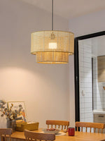 Load image into Gallery viewer, Rustic Japanese Wabi-Sabi Style Hemp Rope Rattan Drum Shape Zen Pendant Light