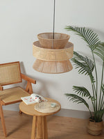 Load image into Gallery viewer, Rustic Japanese Wabi-Sabi Style Hemp Rope Rattan Drum Shape Zen Pendant Light
