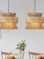 Load image into Gallery viewer, Rustic Japanese Wabi-Sabi Style Hemp Rope Rattan Drum Shape Zen Pendant Light