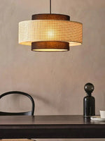 Load image into Gallery viewer, Rustic Japanese Wabi-Sabi Style Hemp Rope Rattan Drum Shape Zen Pendant Light