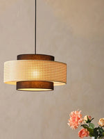 Load image into Gallery viewer, Rustic Japanese Wabi-Sabi Style Hemp Rope Rattan Drum Shape Zen Pendant Light