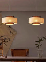Load image into Gallery viewer, Rustic Japanese Wabi-Sabi Style Hemp Rope Rattan Drum Shape Zen Pendant Light