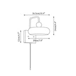 Load image into Gallery viewer, Walnut Base and Amber Glass Wall Lamp - dimension drawing 5