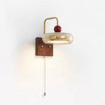 Load image into Gallery viewer, Walnut Base and Amber Glass Wall Lamp - product view 2