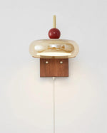 Load image into Gallery viewer, Walnut Base and Amber Glass Wall Lamp - product view 9