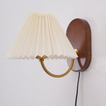 Load image into Gallery viewer, Pleated Fabric and Ash Wood Plug-In Wall Lamp product view