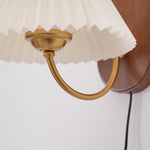 Load image into Gallery viewer, Pleated Fabric and Ash Wood Plug-In Wall Lamp product view