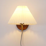 Load image into Gallery viewer, Pleated Fabric and Ash Wood Plug-In Wall Lamp product view