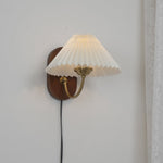 Load image into Gallery viewer, Pleated Fabric and Ash Wood Plug-In Wall Lamp product view