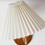 Load image into Gallery viewer, Pleated Fabric and Ash Wood Plug-In Wall Lamp product view