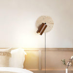 Load image into Gallery viewer, Travertine and Wood Adjustable Wall Light - product view 15