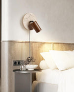 Load image into Gallery viewer, Travertine and Wood Adjustable Wall Light - product view 12