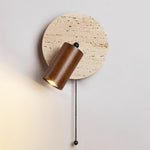 Load image into Gallery viewer, Travertine and Wood Adjustable Wall Light - product view 2