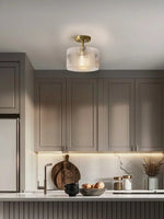 Load image into Gallery viewer, Minimalist Semi-Flush Ceiling Light with Ribbed Glass