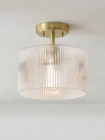 Load image into Gallery viewer, Minimalist Semi-Flush Ceiling Light with Ribbed Glass