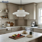 Cargar imagen en el visor de la Galería, Lámpara Colgante Blanca Lechosa de Múltiples Niveles - Lámpara Moderna de Vidrio para Comedor