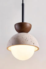 Cargar imagen en el visor de la Galería, Lámpara colgante minimalista moderna de madera de travertino con forma de hemisferio