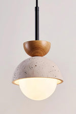 Load image into Gallery viewer, Modern Minimalist Hemisphere Travertine Wood Pendant Lamp