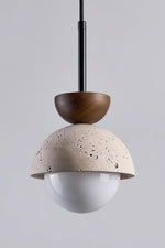 Load image into Gallery viewer, Modern Minimalist Hemisphere Travertine Wood Pendant Lamp