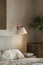 Load image into Gallery viewer, Travertine Wall Sconce - Natural Stone Sconce with Tapered Shade