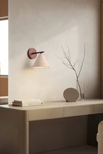 Load image into Gallery viewer, Travertine Wall Sconce - Natural Stone Sconce with Tapered Shade