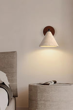 Load image into Gallery viewer, Travertine Wall Sconce - Natural Stone Sconce with Tapered Shade