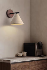 Load image into Gallery viewer, Travertine Wall Sconce - Natural Stone Sconce with Tapered Shade