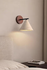 Load image into Gallery viewer, Travertine Wall Sconce - Natural Stone Sconce with Tapered Shade