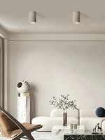Load image into Gallery viewer, Cylindrical Travertine Lamp - LED Wabi Sabi Ceiling Light for Modern Homes