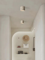 Load image into Gallery viewer, Cylindrical Travertine Lamp - LED Wabi Sabi Ceiling Light for Modern Homes