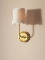 Load image into Gallery viewer, Elegant Curve-Arm Fabric Shade Wall Sconce – Modern Metal Base Wall Light for Living Room
