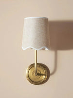 Load image into Gallery viewer, Elegant Curve-Arm Fabric Shade Wall Sconce – Modern Metal Base Wall Light for Living Room