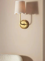 Load image into Gallery viewer, Elegant Curve-Arm Fabric Shade Wall Sconce – Modern Metal Base Wall Light for Living Room
