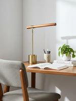 Load image into Gallery viewer, Moss Linear Wood Led Table Lamp - Modern Cordless Bedside Style