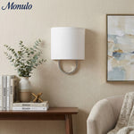 Cargar imagen en el visor de la Galería, Lámpara de pared con pantalla de tela Nolvara: aplique moderno para dormitorio con una iluminación acogedora