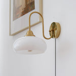 Load image into Gallery viewer, Curved Metal and Glass Plug-In Wall Sconce product view 16