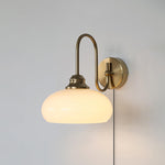 Load image into Gallery viewer, Curved Metal and Glass Plug-In Wall Sconce product view 18