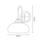 Load image into Gallery viewer, Curved Metal and Glass Plug-In Wall Sconce dimension drawing 5