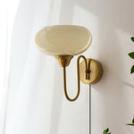 Load image into Gallery viewer, Curved Metal and Glass Plug-In Wall Sconce product view 7