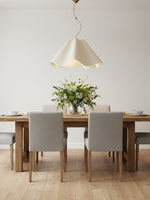 Load image into Gallery viewer, Oslan Linen Scalloped Pendant Light - Ivory Fabric Shade For Dining