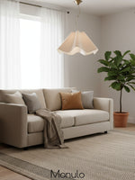 Load image into Gallery viewer, Oslan Linen Scalloped Pendant Light - Ivory Fabric Shade For Dining