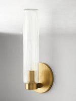 Load image into Gallery viewer, Rivora Fluted Glass Tube Sconce - Classic Ribbed Vanity Lighting