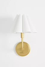 Load image into Gallery viewer, Capirise Pleated Shade Wall Sconce - Scalloped Fabric Bedroom Light