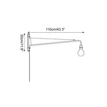 Cargar imagen en el visor de la Galería, Pivoting Long-Arm Black Wall Lamp dimension drawing 5