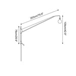 Cargar imagen en el visor de la Galería, Pivoting Long-Arm Black Wall Lamp dimension drawing 6