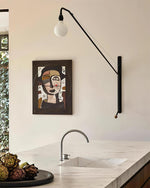 Cargar imagen en el visor de la Galería, Pivoting Long-Arm Black Wall Lamp product view 14