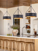 Load image into Gallery viewer, Drum Pendant Light – Industrial Black Pendant Light for Dining Room