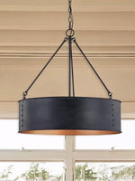 Load image into Gallery viewer, Drum Pendant Light – Industrial Black Pendant Light for Dining Room